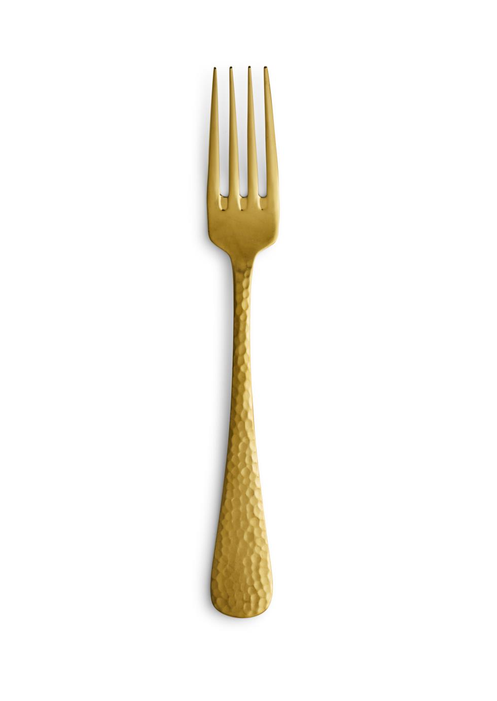 Brushed Gold Hammered Salad Fork 