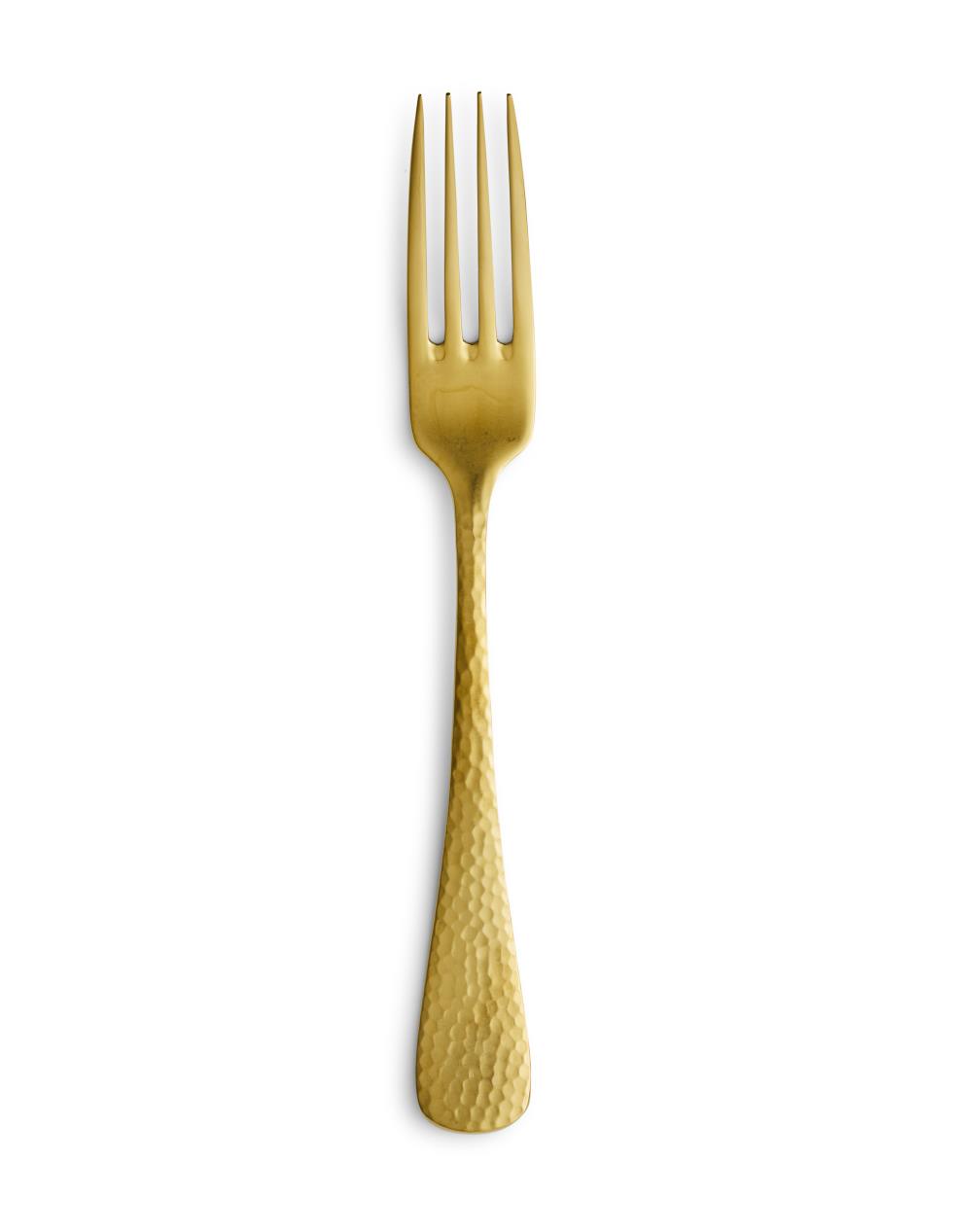 Brushed Gold Hammered Dinner Fork