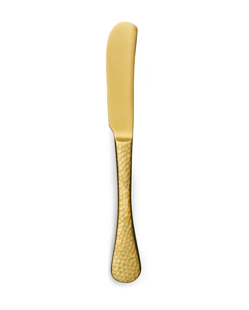Brushed Gold Hammered Butter Knife