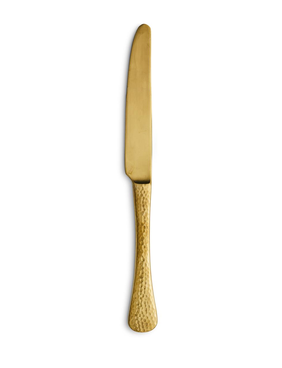 Brushed Gold Hammered Dinner Knife