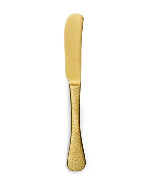 Brushed Gold Hammered Butter Knife