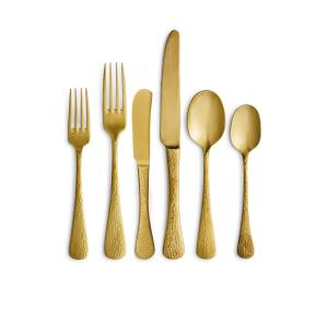 Brushed Gold Hammered Flatware